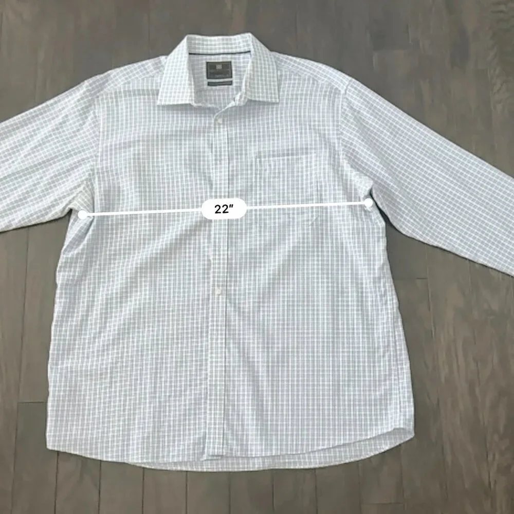 Marks & Spencer Blue, Purple & White Checked Men's Dress Shirt 100% Cotton - Picture 12 of 14